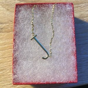 Rae Dunn Gold J initial necklace (sterling silver)